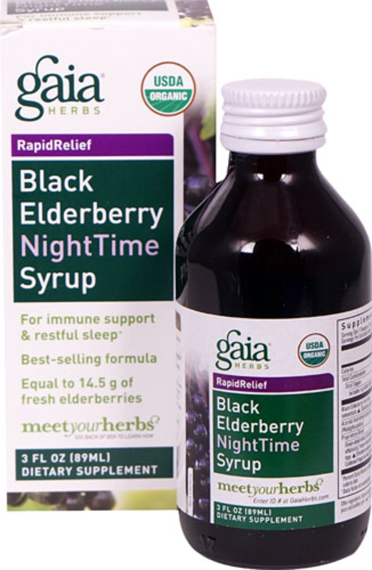 The Gaia Herbs RapidRelief™ Black Elderberry Nighttime Syrup -- 3 fl oz product image