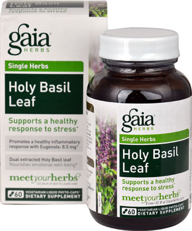 The Gaia Herbs Single Herbs Holy Basil Leaf -- 60 Vegetarian Liquid Phyto-Caps™ product image